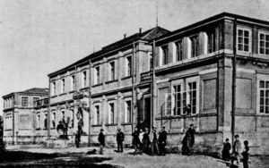 Ansicht des Institutes vom Schloßgarten, 1865, damals noch Anatomie